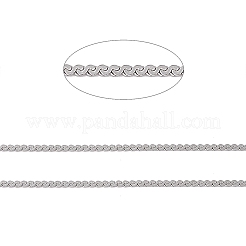 変色しにくい304ステンレススチール製サーペンタインチェーン  ハンダ付け  スプールで  ステンレス鋼色  1x0.4mm  約32.81フィート（10m）/ロール&nbsp;CHS-E009-01P