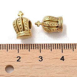 304ステンレススチールビーズ  クラウン  18KGP本金メッキ  12.5x7.5x8.5mm  穴：4mm&nbsp;STAS-I203-40G