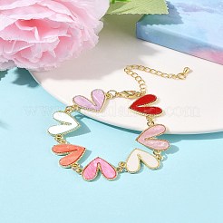 合金アクリルリンクブレスレット  ハート  ミックスカラー  6-1/4インチ（16cm）&nbsp;BJEW-FS00022