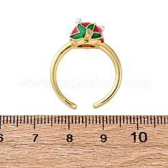 Brass Enamel Open Cuff Rings for Women&nbsp;RJEW-U057-19A-G