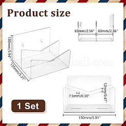 2列アクリル壁掛けメールディスプレイスタンド  透明  15x13.5x10cm&nbsp;DIY-WH0430-738