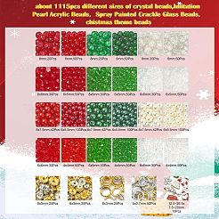 Diyのクリスマスブレスレット作りキット  ガラスとイミテーションパールアクリルビーズを含む  合金エナメルチャーム  キャンディケイン＆ツリー＆サンタクロース＆トナカイ  ミックスカラー&nbsp;DIY-YW0007-55