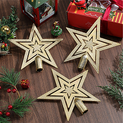 星型プラスチッククリスマスツリートップ飾り  クリスマスツリーパーティーの装飾用  ゴールド  170x175x20.5mm&nbsp;AJEW-WH20004-17A