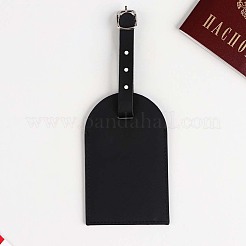 カットホロー 4個 PUレザー ラゲッジタグ  鉄のクラスプ付  旅行IDラベル  スーツケース名札  ブラック  111x70mm&nbsp;OFST-CL0001-01B-03