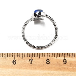 天然マラカイトとラピスラズリの指輪  女性用真鍮ジュエリー付き  カドミウムフリー＆鉛フリー  1.5~15mm  usサイズ8 3/4(18.7mm)&nbsp;RJEW-A068-03P-01