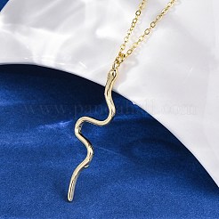 Brass Snake Pendant Cable Chain Necklaces for Women&nbsp;NJEW-S438-01B-G