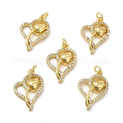 Brass Micro Pave Clear Cubic Zirconia Pendants&nbsp;KK-E068-VB192