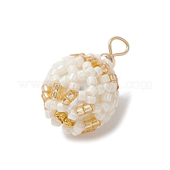 シードビーズペンダント  ゴールデン真鍮パーツ  ラウンド  シャンパンゴールド  23x16mm  穴：3mm&nbsp;PALLOY-MZ00376-03
