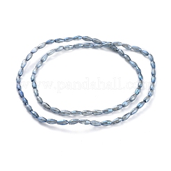電気メッキガラスビーズ連売り  フル虹メッキ  米の形状  スチールブルー  8.5x4mm  穴：1mm  約72個/連  24.57''（62.4センチメートル）&nbsp;EGLA-H100-FR01