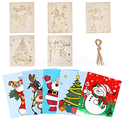 10Pcs Christmas Unfinished Blank Wood Pendants Set for Painting Arts&nbsp;WOOD-SP0001-79C