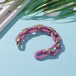 手作りの不透明アクリルアズキチェーン  ccbプラスチッククイックリンクコネクター付き  パープル  31.5x19.5x5.5mm  24.5x15.5x6.5mm  39.37インチ（1m）/連&nbsp;AJEW-JB00890-07