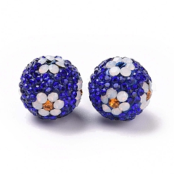 樹脂粘土ラインストーンビーズ  パヴェボールディスコビーズ  花の丸  サファイア  16mm  穴：1.6~1.8mm&nbsp;RB-L029-03D