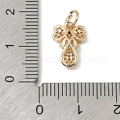 真鍮製マイクロパヴェキュービックジルコニアチャーム  14KGP本金メッキ  丸カン付き  蝶結び  13x9x3mm  穴：3.5mm&nbsp;KK-C133-03H-G