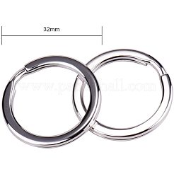 304ステンレススチールキーチェーン留め具  リング  ステンレス鋼色  32mm  ワイヤー：2mm&nbsp;STAS-PH0002-22P