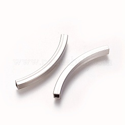 変色しにくい304ステンレススチールチューブビーズ  角穴  ステンレス鋼色  45x4x4mm  穴：3x3mm&nbsp;STAS-L226-057G-P