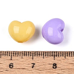 不透明なアクリルビーズ  ハート  ミックスカラー  10.5x13x9mm  穴：2.2mm&nbsp;X-SACR-N019-04
