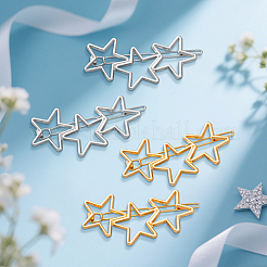 8Pcs 2 Colors Iron and Zinc Alloy Star Hair Barrettes&nbsp;PHAR-HY0001-06