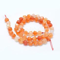 天然石カーネリアンビーズ連売り  スターカットラウンドビーズ  染め＆加熱  多面カット  8~8.5mm  穴：1mm  約48~50個/連  14.9~15.1インチ（38~38.5cm）&nbsp;G-F523-31-8mm