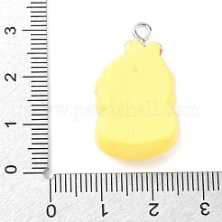かわいい豚をテーマにした不透明樹脂ペンダント  プラチナトーンのアイアンループ付き  ボウル  28x16.5x8.5mm  穴：2mm&nbsp;RESI-V005-007F