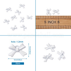 スプレー塗装のエナメルペンダント  蝶結び  ホワイト  10x15x3mm  穴：1.2mm&nbsp;ENAM-TAC0005-04A