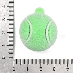 スポーツをテーマにしたフロッキングシリコンペンダント  グリーン  テニス  31.5x27mm  穴：2mm&nbsp;SIL-C012-02A-03