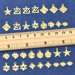 32個8スタイルラックメッキ真鍮チャーム  長持ちメッキ  鉛フリー＆カドミウムフリー  18KGP本金メッキ  混合図形  7~13.5x7.5~12.5x0.5~1mm  穴：1~1.2mm  4個/スタイル&nbsp;KK-FS0001-53