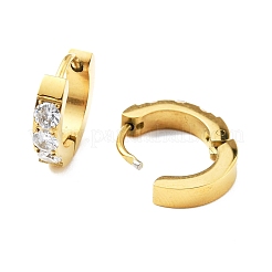 クリアキュービックジルコニアチャンキーフープピアス  女性用304ステンレスジュエリー  ゴールドカラー  12.5x13x3mm  ピン：1mm&nbsp;EJEW-G292-14G