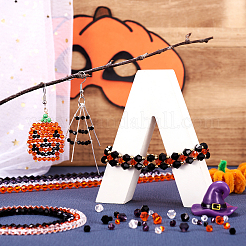 12連売り12スタイルのハロウィーンテーマ透明ガラスビーズ連売り  オーストリアの水晶の模造品5301 双円錐形ビーズ  多面的  ミックスカラー  3~6x3~5.5mm  穴：0.7~1mm  約47~135個/連  10.24~15.98インチ（26~40.6cm）  1連/スタイル&nbsp;GLAA-TA0001-42