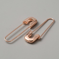 女性用の絶妙な合金安全ピン形状のフープピアス  ローズゴールド  43x12x4mm  ピン：1mm&nbsp;EJEW-WH0001-17RG