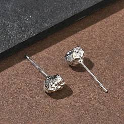 ナゲット真鍮スタッドピアス  プラチナメッキ  5x6.5mm&nbsp;EJEW-F403-01P