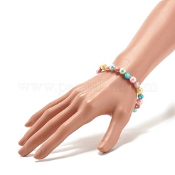 女性のためのハートのアクリルビーズストレッチブレスレット  カラフル  内径：2-1/4インチ（5.8cm）&nbsp;BJEW-JB07564