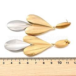 304 Stainless Steel Two Tone Dangle Stud Earrings&nbsp;EJEW-M104-01B-PG