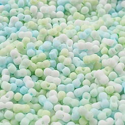 マカロンカラー不透明フロストガラスシードビーズ  ピーナッツ  カラフル  6x3x3mm  穴：1.2mm  約88個/10g&nbsp;X1-SEED-K009-12B-03