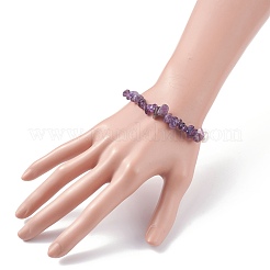 女性用ナチュラルアメジスト＆パールストレッチブレスレット  内径：1-7/8インチ（4.9cm）&nbsp;BJEW-JB07654-01