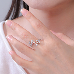 Halloween 304 Stainless Steel Spider Web Cuff Open Rings&nbsp;WGB2691-01