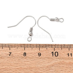 変色しにくい316サージカルステンレススチール製ピアスフック  耳ワイヤー  水平ループ付き  20x19.5mm  穴：2mm  21ゲージ  ピン：0.7mm&nbsp;STAS-E009-1