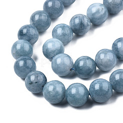 染めの天然水晶ラウンドビーズ連売り  模造アクアマリン  12~13mm  穴：1mm  約32個/連  14.7インチ&nbsp;G-R173-12mm-03