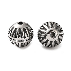 304ステンレススチールビーズ  線模様の丸  ステンレス鋼色  9~10mm  穴：1.5mm&nbsp;SA-CBA043D-01D-AS