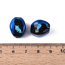 手作り銀箔ガラスビーズ  ナゲット  藤紫色  15~17.5x15.5~18x15.5~18mm  穴：2~3.5mm&nbsp;FOIL-N034-01A