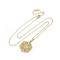 六角形の花 304 ステンレス ペンダント ネックレス  イオンプレーティング（ip）  18KGP本金メッキ  17.91インチ（45.5cm）&nbsp;NJEW-M096-36G