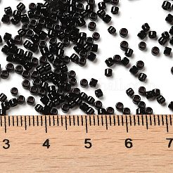 不透明色のガラスシードビーズ  シリンダー  ブラック  2x1.5mm  穴：1mm&nbsp;X-SEED-S042-09B-02