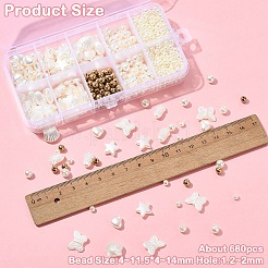 プラスチック模造真珠ビーズ685個  混合図形  ベージュ  4~11.5x4~12.5x4~6.5mm  穴：1.2~2mm&nbsp;KY-YW0001-91
