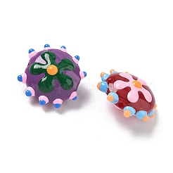 焼き絵の具、ガラス、エナメル、ビーズ  でこぼこした花  ミックスカラー  19~19.5x10.5mm  穴：1.4mm&nbsp;LAMP-S080-03