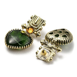 Green Glass Dangle Stud Earrings&nbsp;EJEW-F323-02B