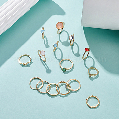 2セット2スタイルの合金製指輪セット  混合形状  ゴールドカラー  14~18mm&nbsp;RJEW-UN0003-03G