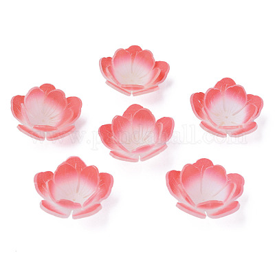プラスチックビーズ  花  鮭色  31x31x13mm  穴：0.9mm&nbsp;KY-N015-191-1