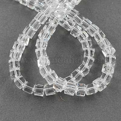 ガラスビーズ連売り  多面カット  キューブ  透明  7~8x7~8x7~8mm  穴：1.5mm  約97~100個/連  70~71cm&nbsp;GLAA-R041-8x8mm-24-1