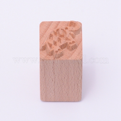 木の切手  長方形  象模様  50x20x20mm&nbsp;DIY-WH0189-61H-1