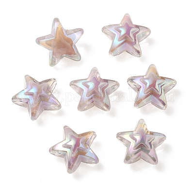 UV Plating Rainbow Iridescent Transparent Acrylic Beads&nbsp;OACR-C007-06F-1
