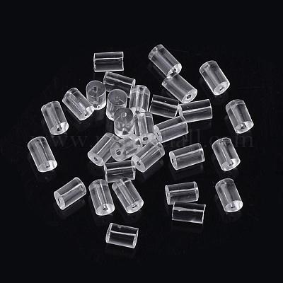 プラスチック製ピアスキャッチ  ピアスバックキャッチ  コラム  透明  3x3mm  穴：0.5mm&nbsp;KY-R011-07-1